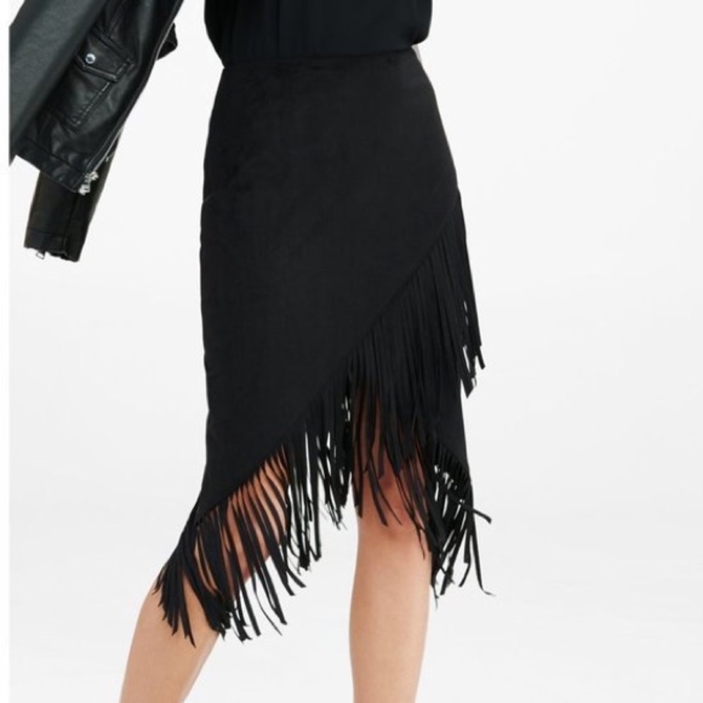 Suede fringe skirt